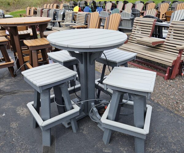 34" Round Bar Table with 4 Saddle Stools